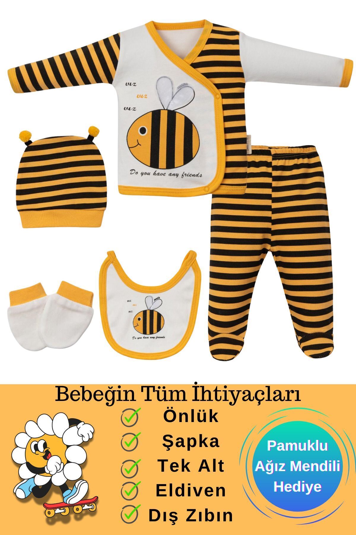 ست نوزادی پسرانه – دخترانه زرد ÖZLEM BEBE | 045-3011-001 اورجینال - تصویر 2