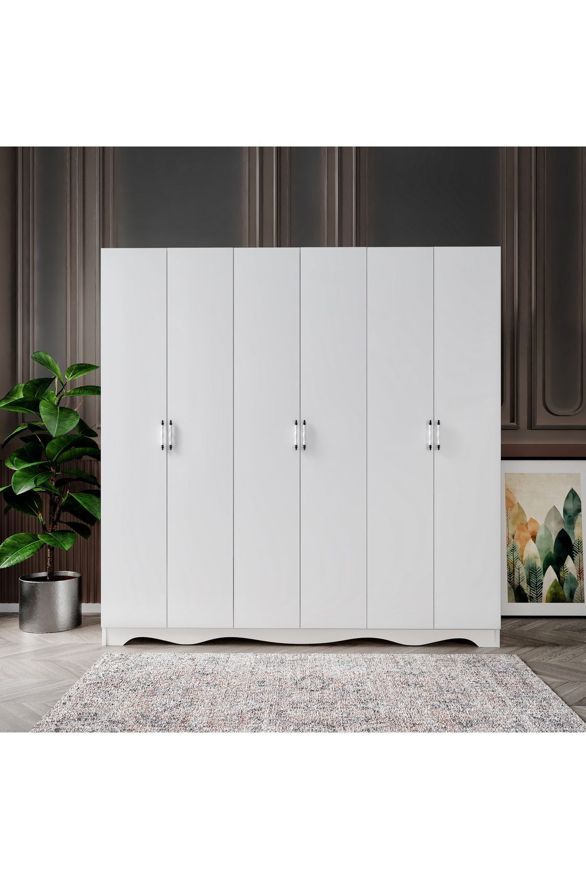 Free 6 Kapaklı 2 Çekmeceli Modern Modüler Gardırop, Elbise Dolabı - Tamamı 1. Kalite Mdf