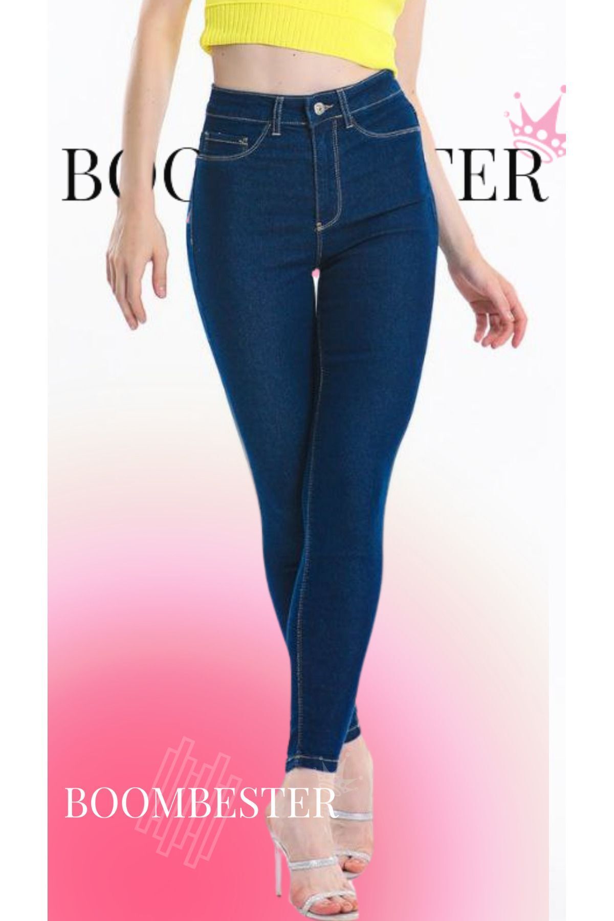 BoomBester Blugi De Damă Slim Fit - Picior Subțire Cu Ac Dublu Femeie - 30