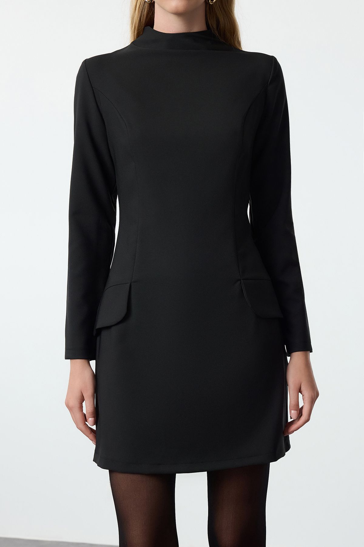 Trendyol Collection-A-line Mini Dress - Black, Pocket Detail, Woven Twoaw25el00131 4