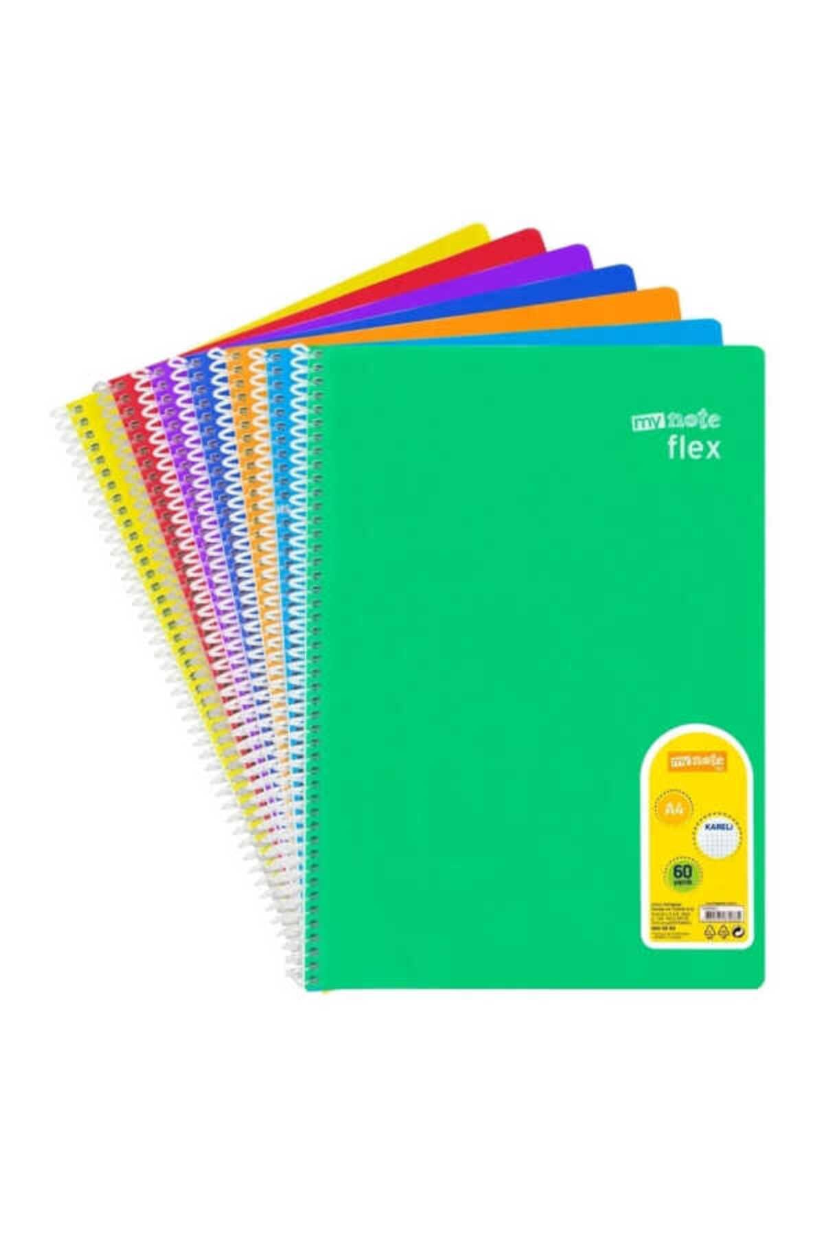 Mynote-Flex A4 60 - Leaf Checkered Spiral Neon Plastic Notebook 4