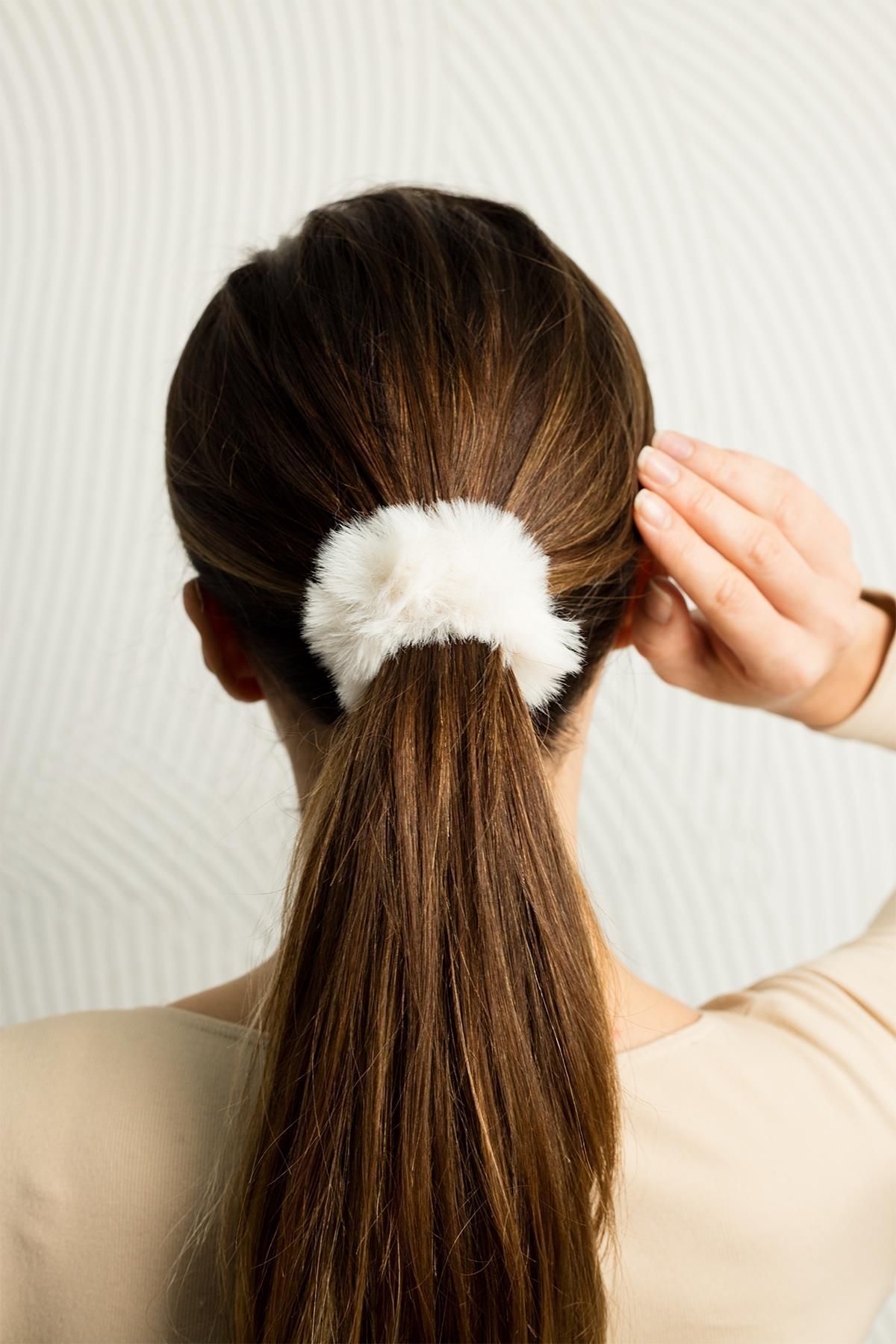 Modex-Triple Plush Furry Rubber Hair Clip 4