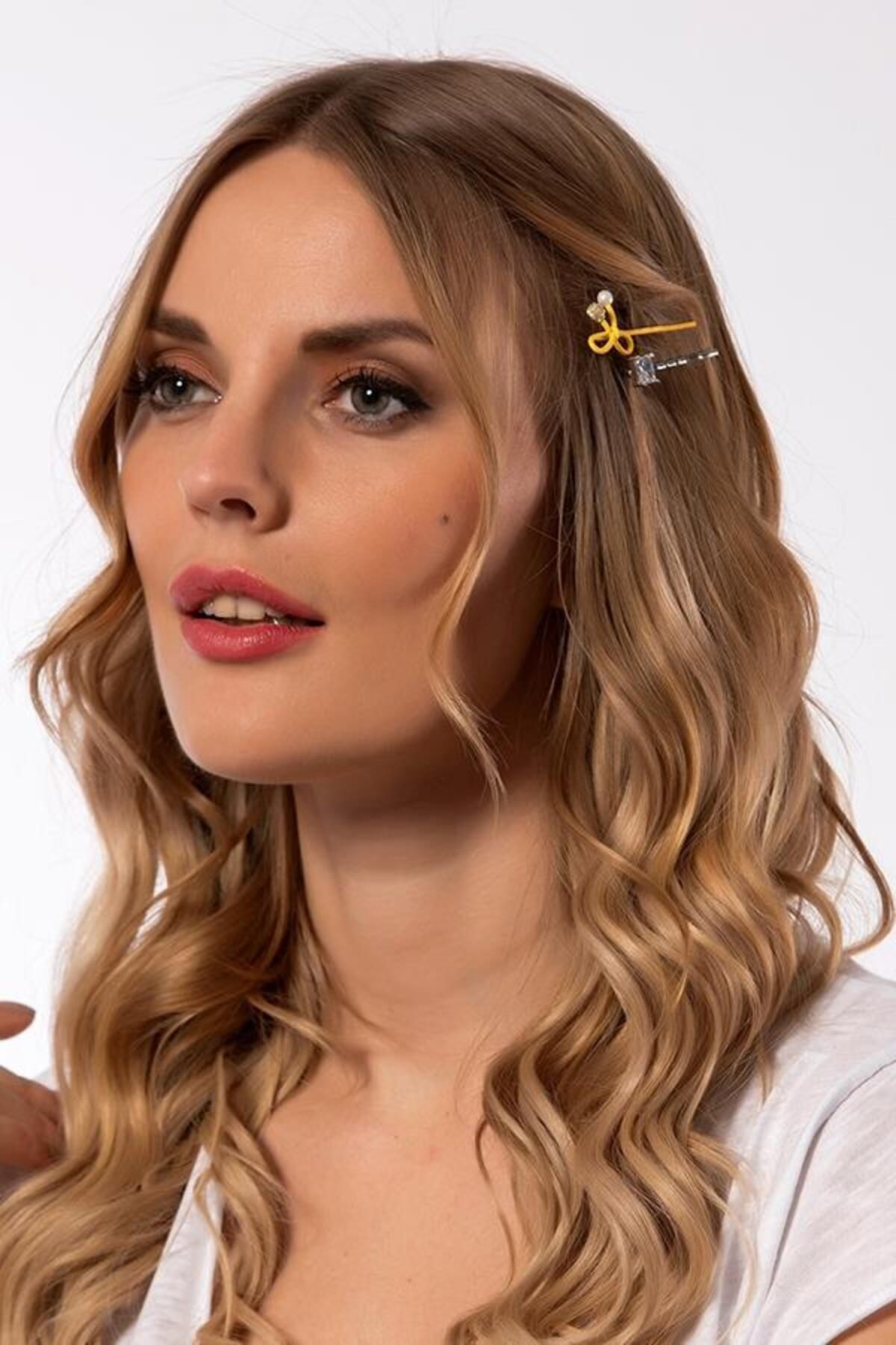 Modex-Yellow Bow Detail Double Hair Clip 3