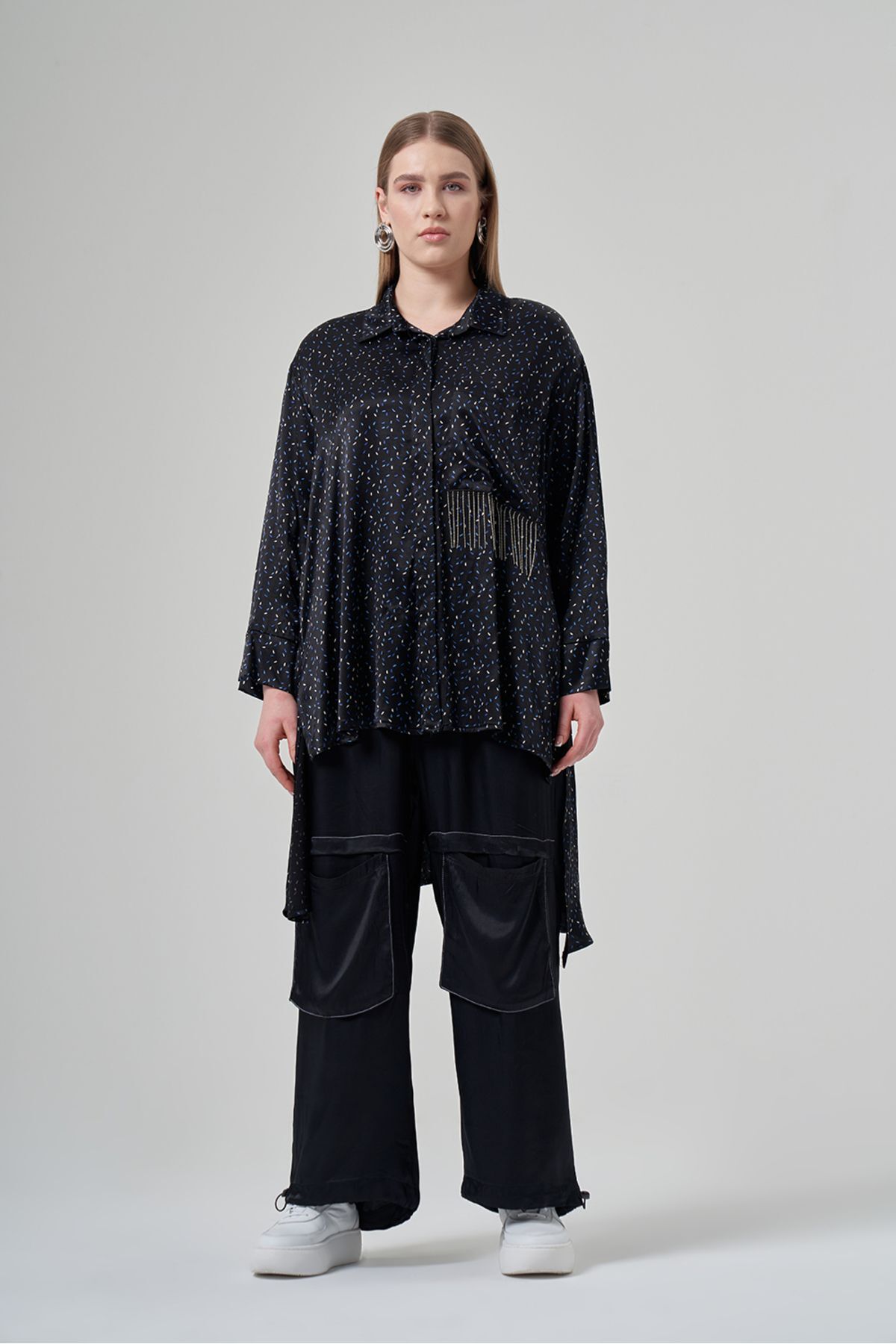 Jacob & Co.-Plus Size-Viscose Satin Cargo Pants 3