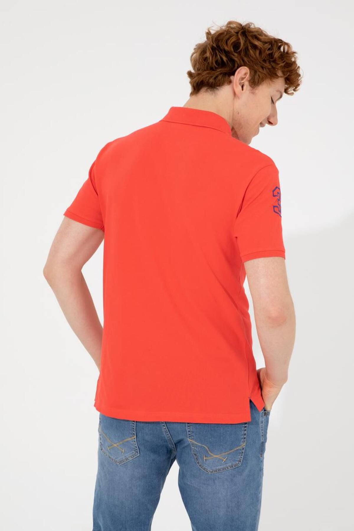 تی شرت یقه پولو قرمز مردانه YAKA اصلی U.S. Polo Assn.