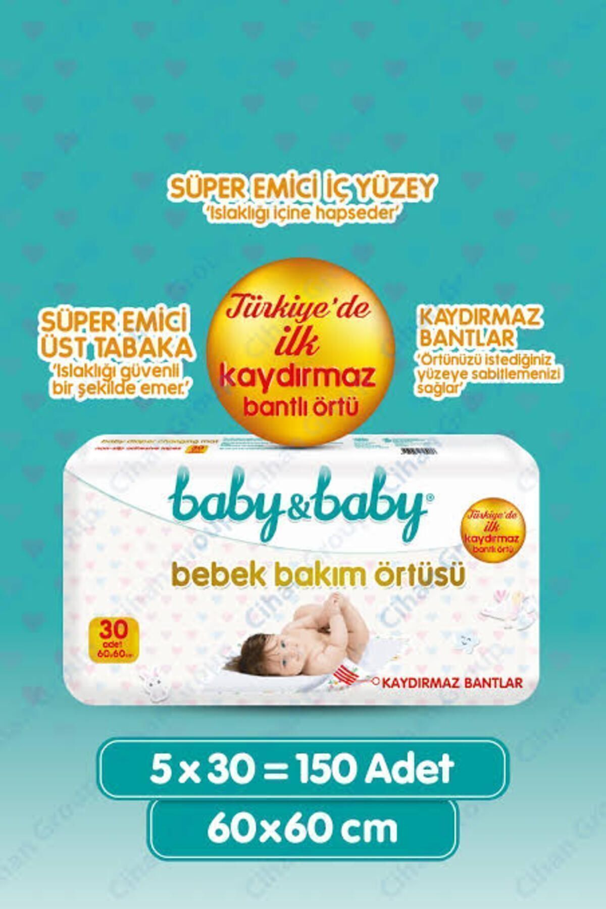 Baby Bebek Bakım Örtüsü 60x60cm Alt Açma Bezi 30'lu Paket 5 adet