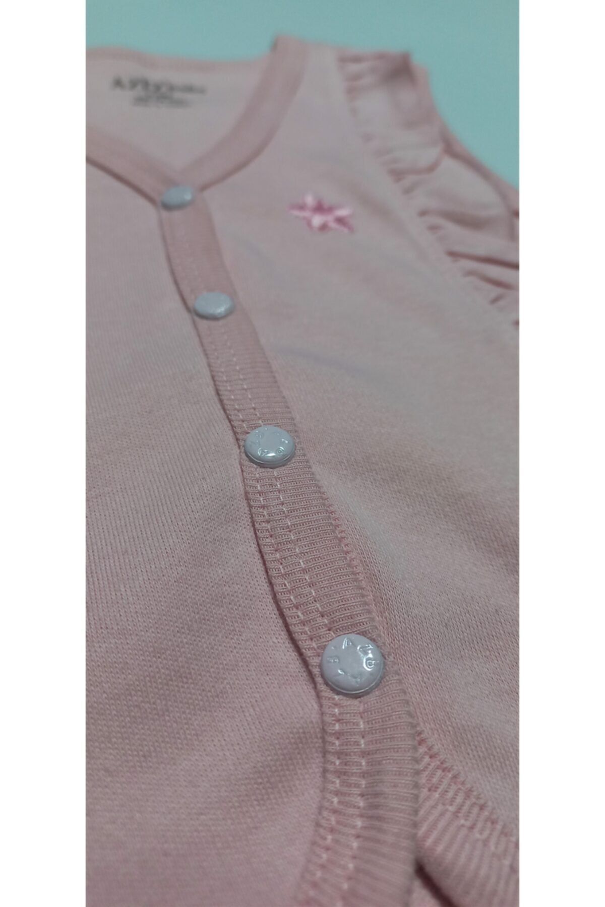 Aziz Bebe Kız Bebek Fırfırlı Yelek Pembe fotoğrafı 2 (önizleme)