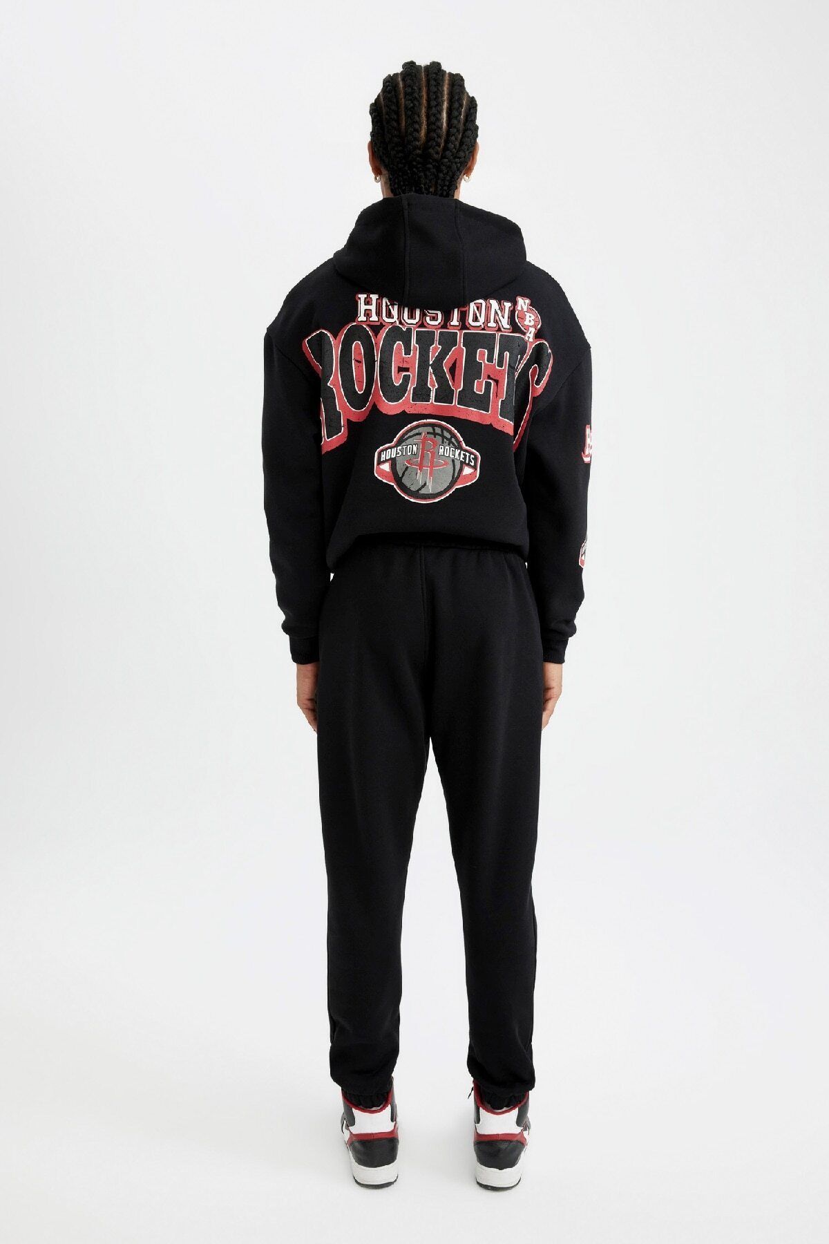 Defacto Houston Rockets Nba Men s Black Pocketed Thick Jogger Sweatpants C9278Ax24Au
