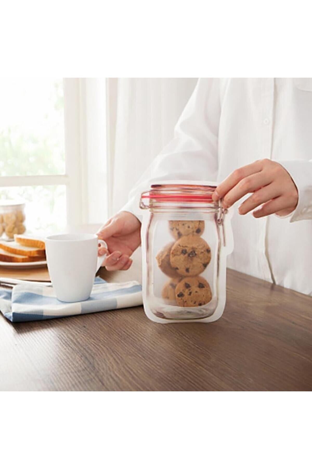 Toptanhane-3 Pieces Medium Size Jar Appearance Ziplock Storage Container Bag 500ml 8