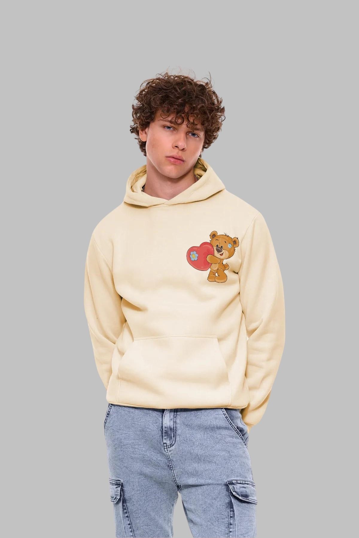 Nyda Collections Hanorac Oversize Unisex Cu Glugă Cu Imprimeu De Pluș - Mânecă Lungă, Bumbac Unisex - S