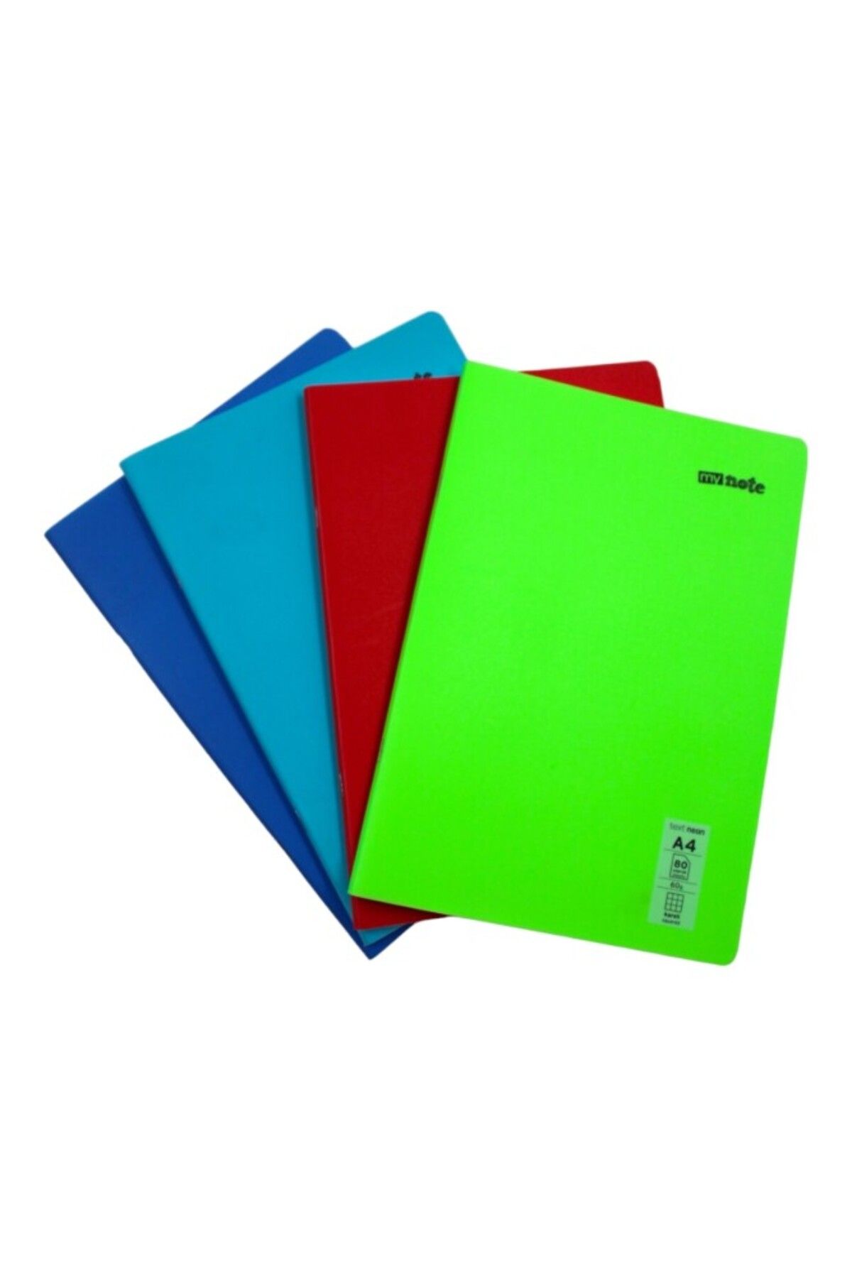 Mynote-Neon A4 80 - Leaf Checkered Plastic Notebook 4