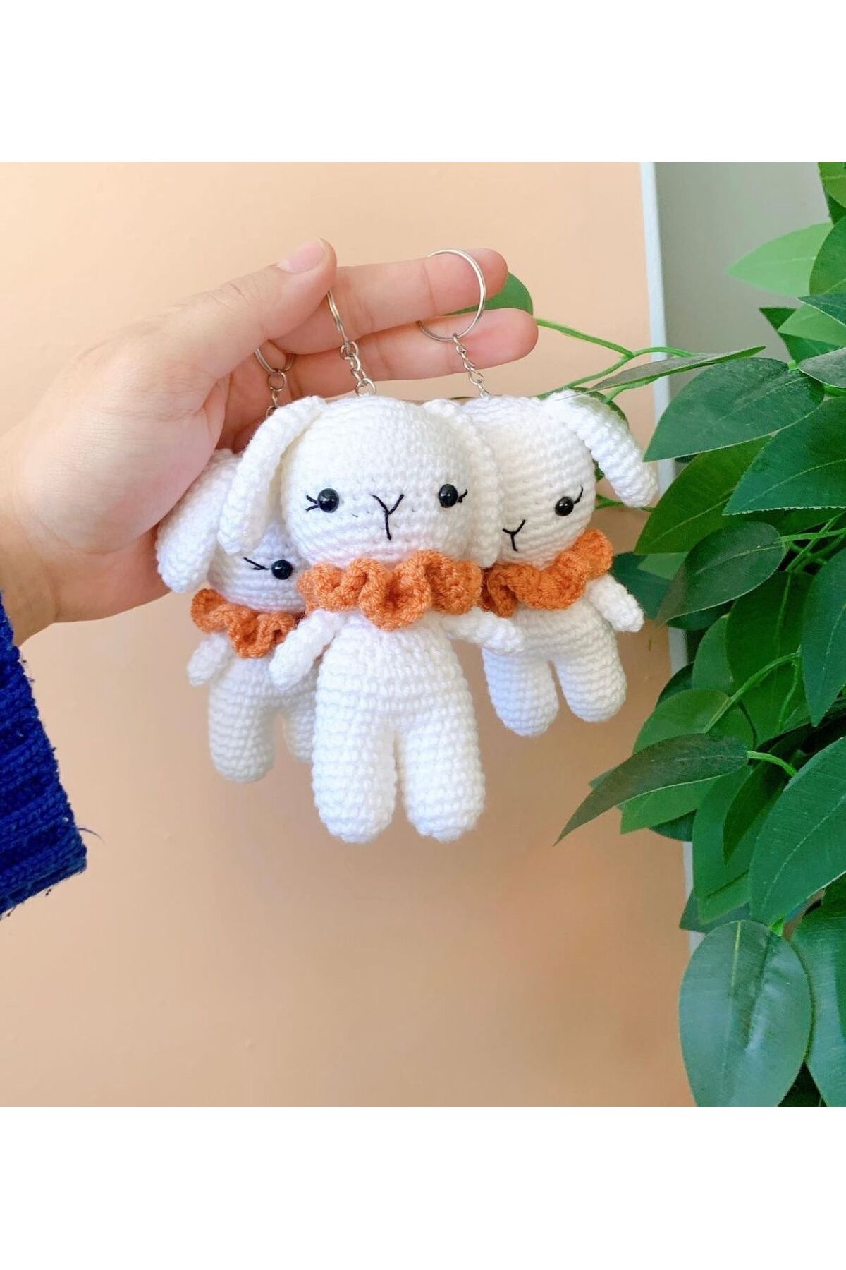 Amigurumi örgü tavşan anahtarlık hediyelik 1 adet 2