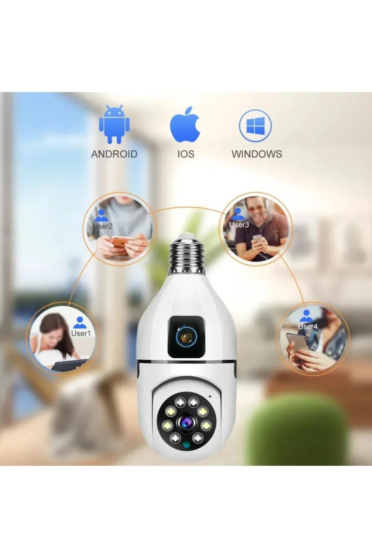 SKYNEX Wifi Çift Lens Ampul Kamera Evcil Hayvan-Bebek Hareket Takip Gözetim 1080P Akıllı Güvenlik Sistemi fotoğrafı 3 (önizleme)
