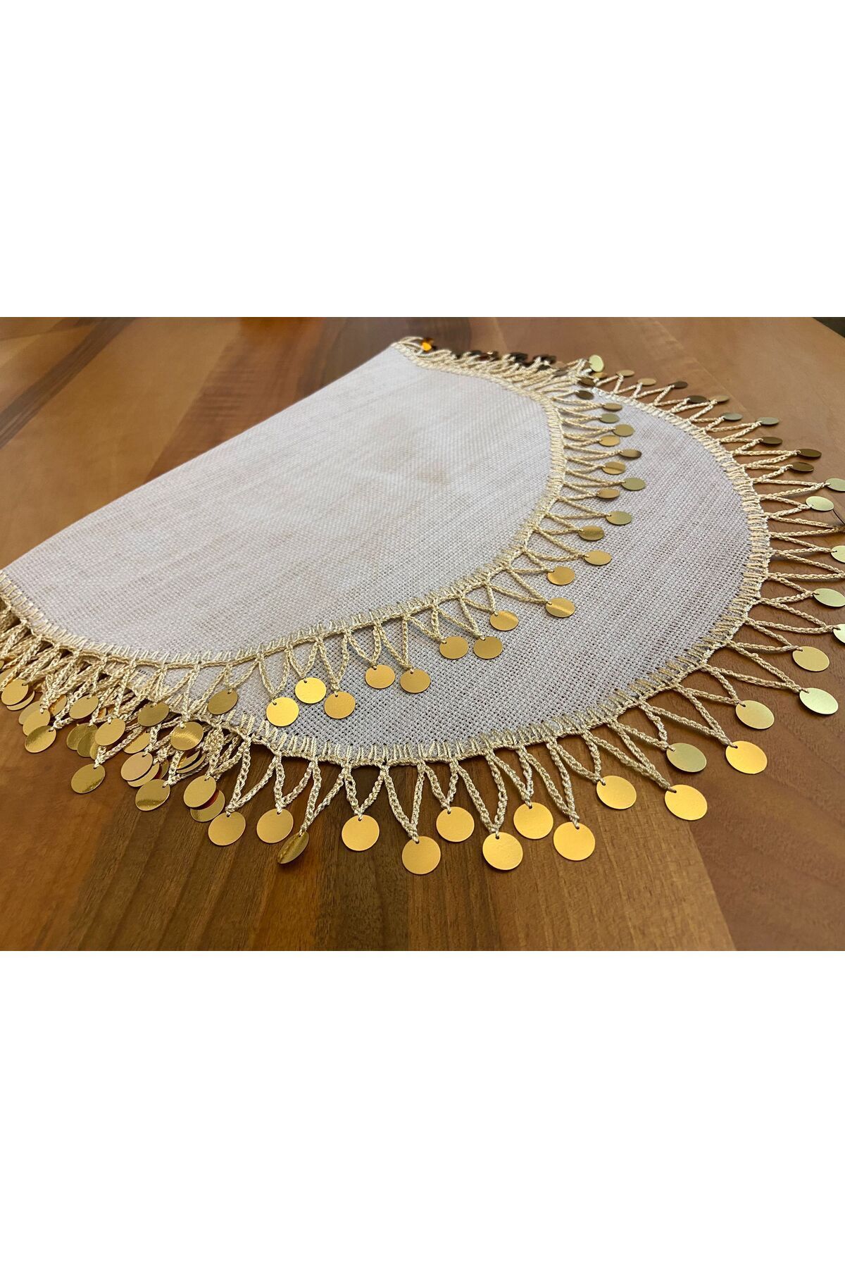 Linen Kumaş Gold Pullu Masa Örtüsü,sehpa Örtüsü,runner 3