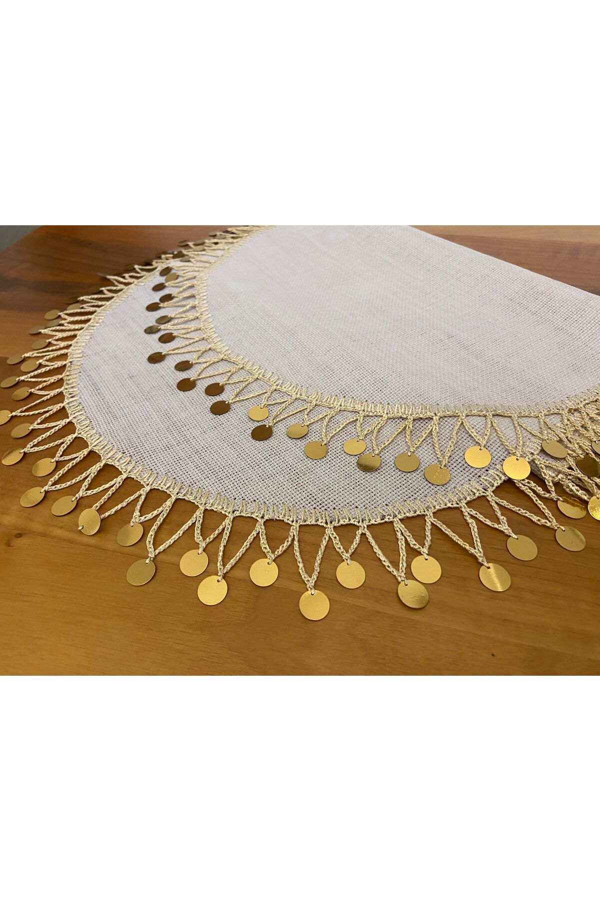 Linen Kumaş Gold Pullu Masa Örtüsü,sehpa Örtüsü,runner 8