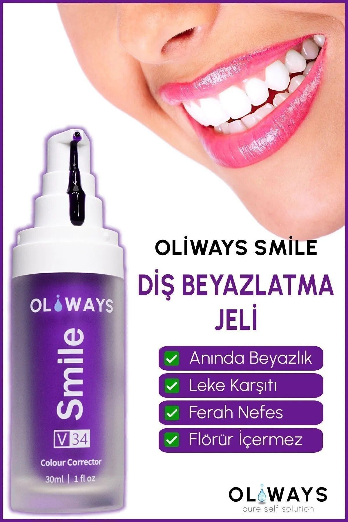 Hysmile Oliways Diş Beyazlatıcı Mor Jel 30 ml