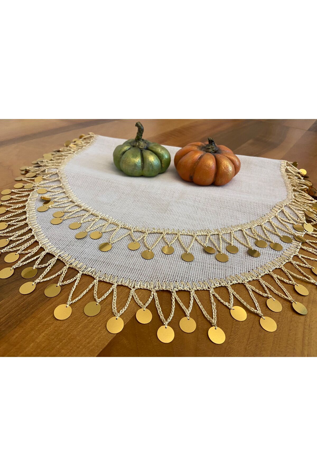 Linen Kumaş Gold Pullu Masa Örtüsü,sehpa Örtüsü,runner 5