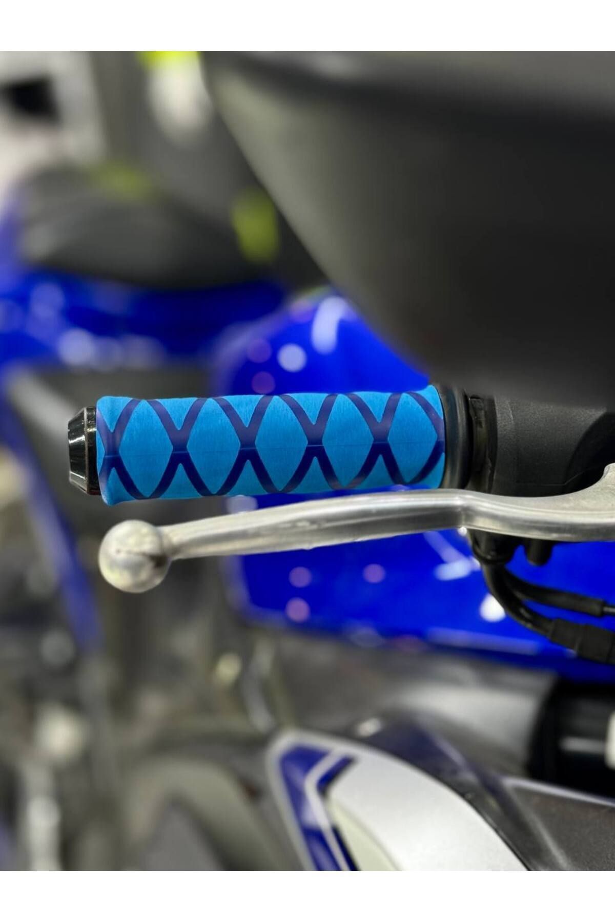 Motobros Universal Motosiklet Mavi Kauçuk Elcik Kılıfı Motosiklet Elcik Sarmalı