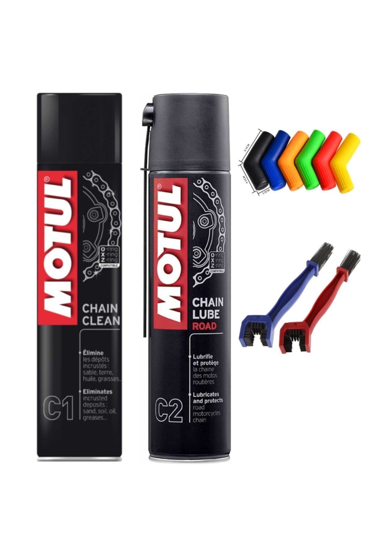 Motosiklet Motul Zincir Temizleme C1  Yağlama Spreyi C4 400 Ml Ve Temizlik Fırçası ve Vites Çorabı