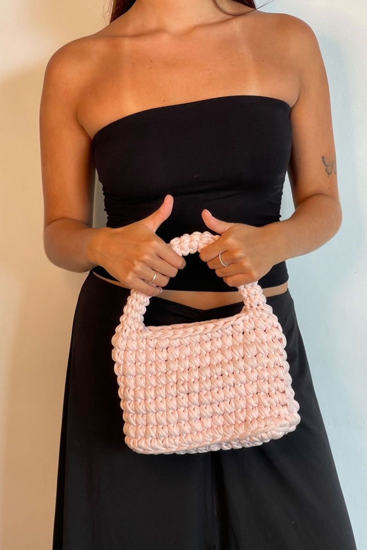 FIT & LUXURY Women´s Summer Tshirt Yarn Crochet Handbag Kadın Aksesuar