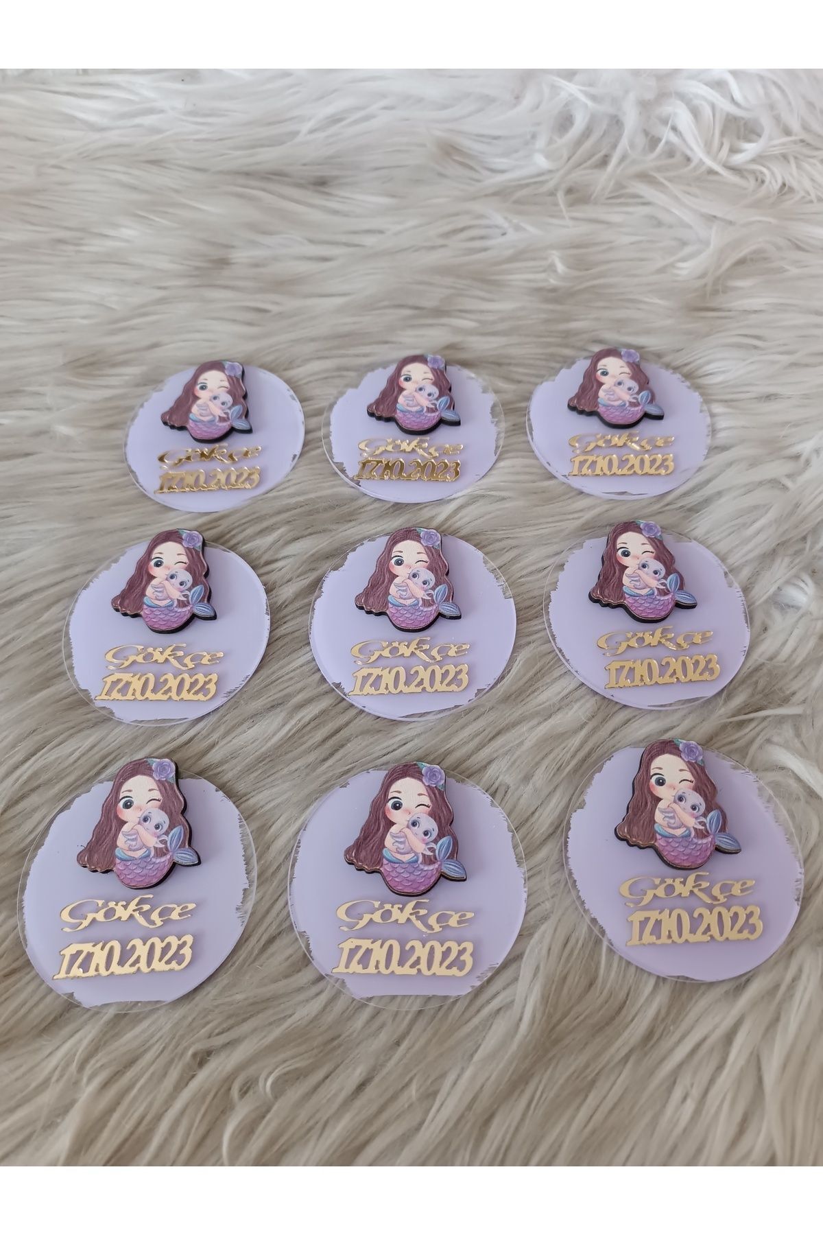 doğrukan Deniz Kızı Figürlü Pleksi Yenidoğan Doğum Günü Magnet (10 adet) fotoğrafı 2 (önizleme)