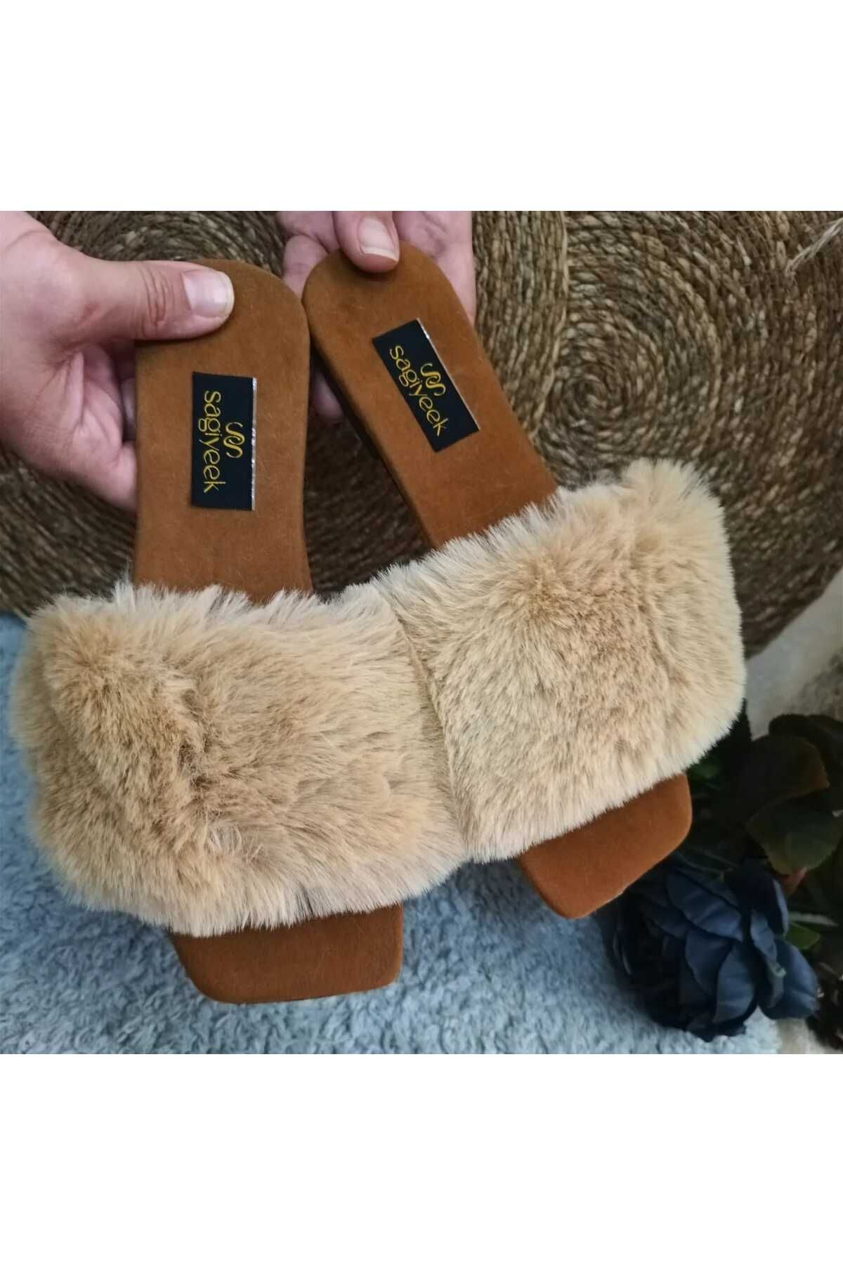 Tam Tüylü Çeyiz Gelin Terliği Günlük Terlik Gecelik Terliği Fantezi Model Terlik