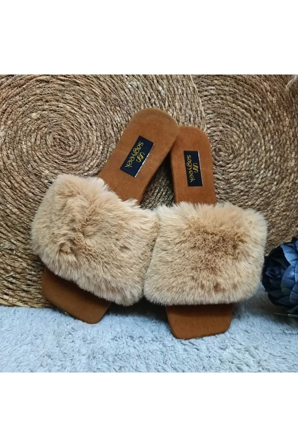 Tam Tüylü Çeyiz Gelin Terliği Günlük Terlik Gecelik Terliği Fantezi Model Terlik