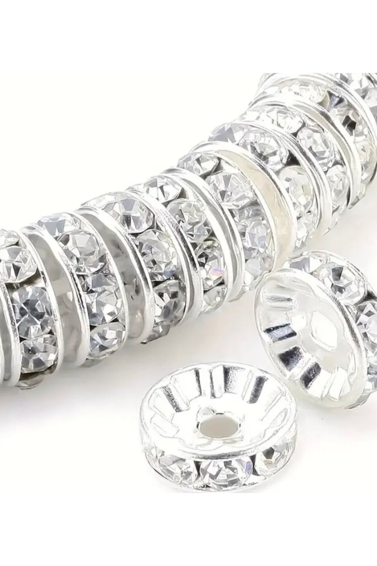 takitokaciniz Gümüş Akrilik boncuklu Ara aparatı 4 Adet