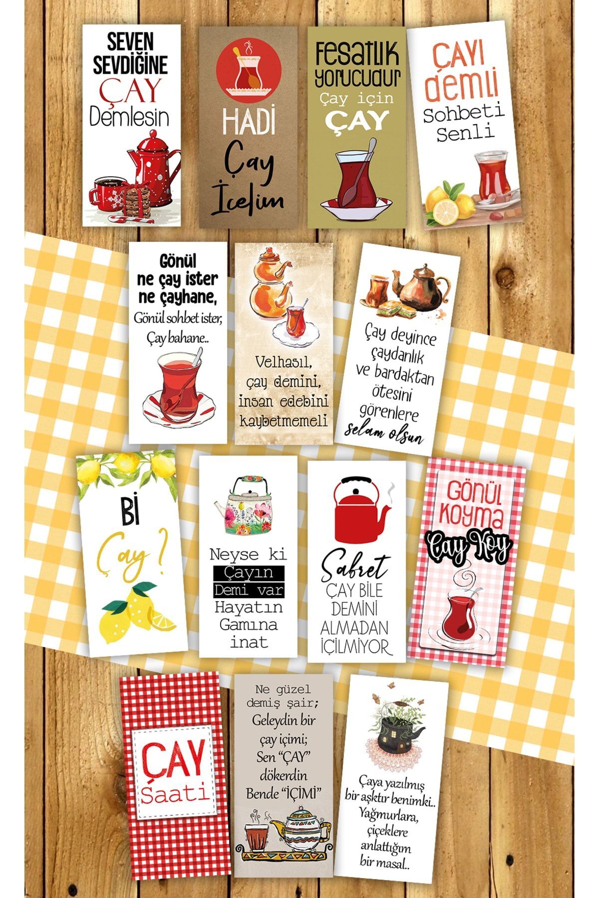 Pankart Evi Kahve Motto 14 Adet Sunum Kartları Çay