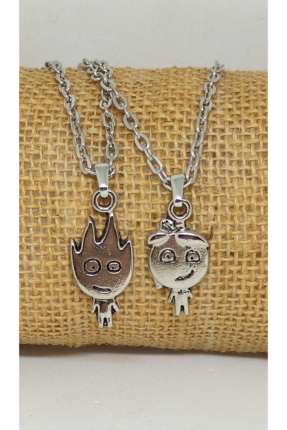 Ateş Ve Su Best Friends Kolye Bff Kolye Arkadaşlık Kolyesi 2'li Kolye
