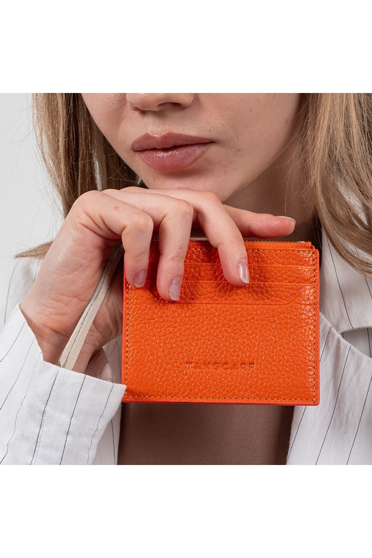 Hakiki Deri Kadın Kartlık | Pia 1223 Turuncu
