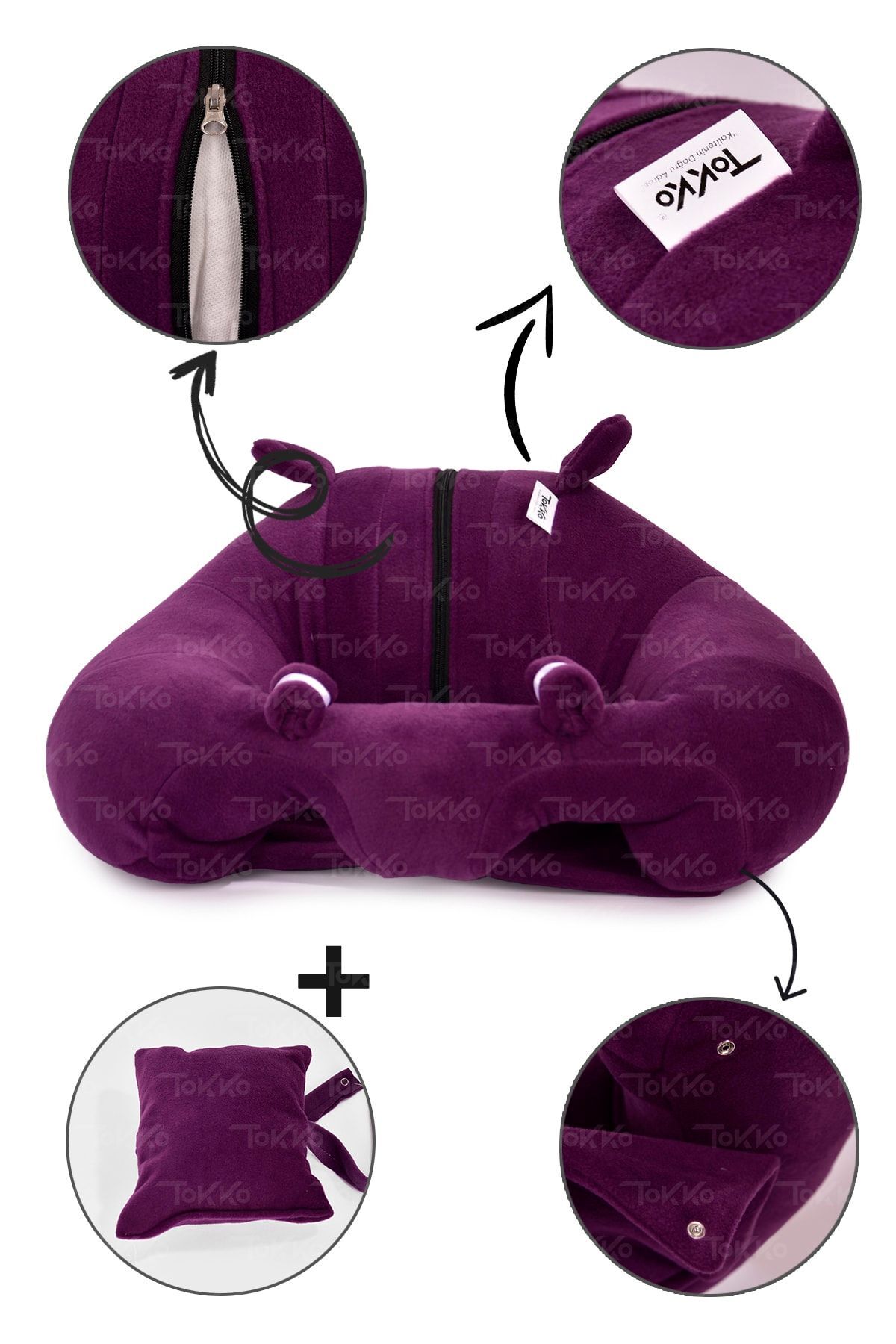 TOKKO Yastık Hediyeli Bebek  Oturma Destek Minderi - Büyük Bebek Koltuğu  Mor fotoğrafı 3 (önizleme)