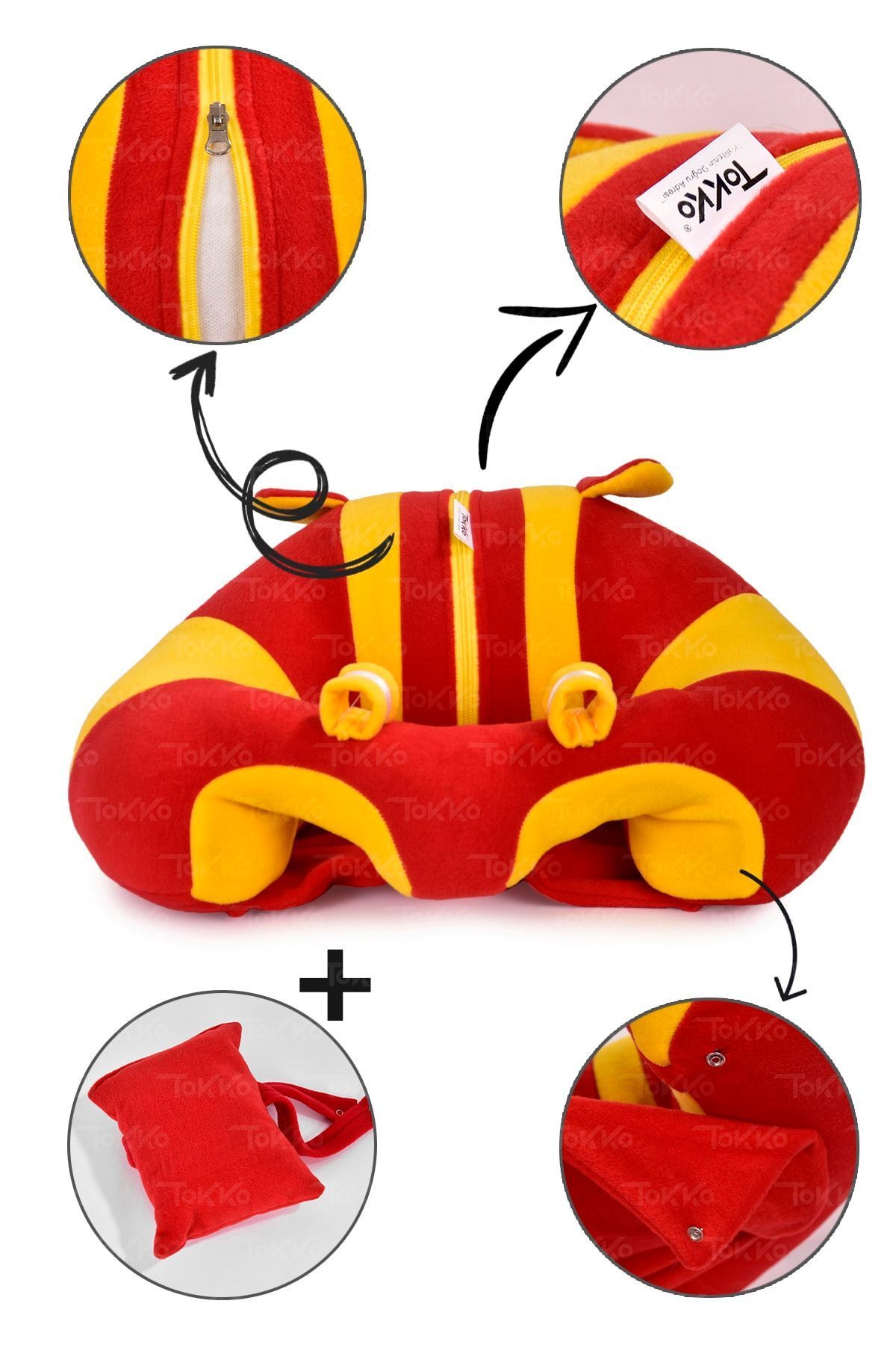 TOKKO-Sitting Support Cushion with Yellow Red Pillow Gift for Big Baby - Seat 3