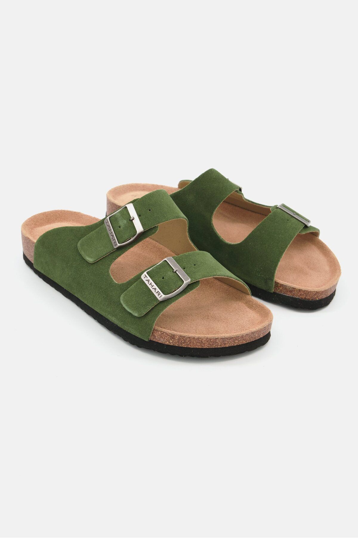 Tahari Men Plain Slip On Cork Sandals Green Khaki Trendyol