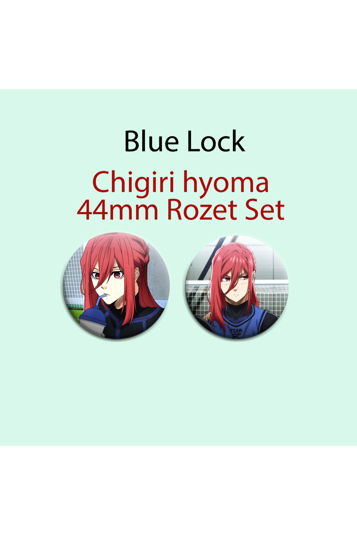 Akumastik Blue Lock Hyoma Chigiri 2 ADET 44MM Buton rozet- Anime