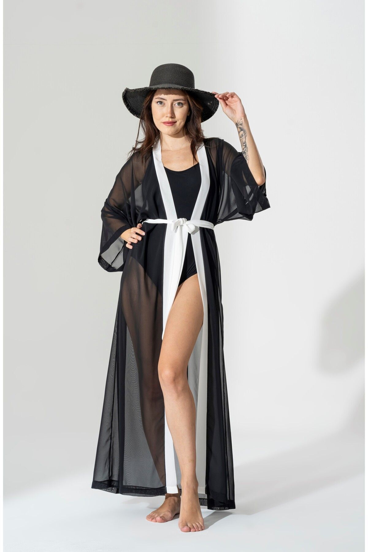 BEJ DOKU ŞİFON PAREO / KİMONO