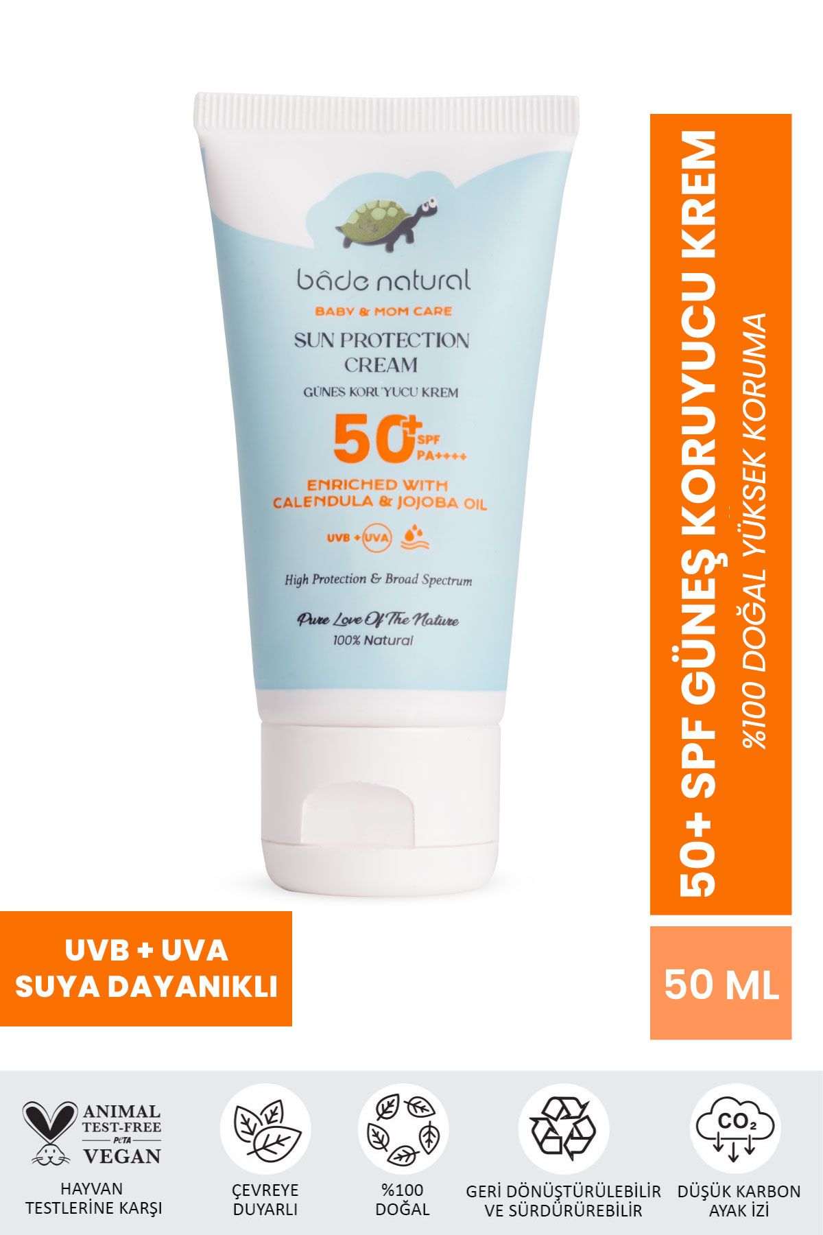 کرم ضد آفتاب کودک دخترانه و پسرانه بچگانه 100 ٪ طبیعی 50 SPF محافظت شده با میل Bade Natural