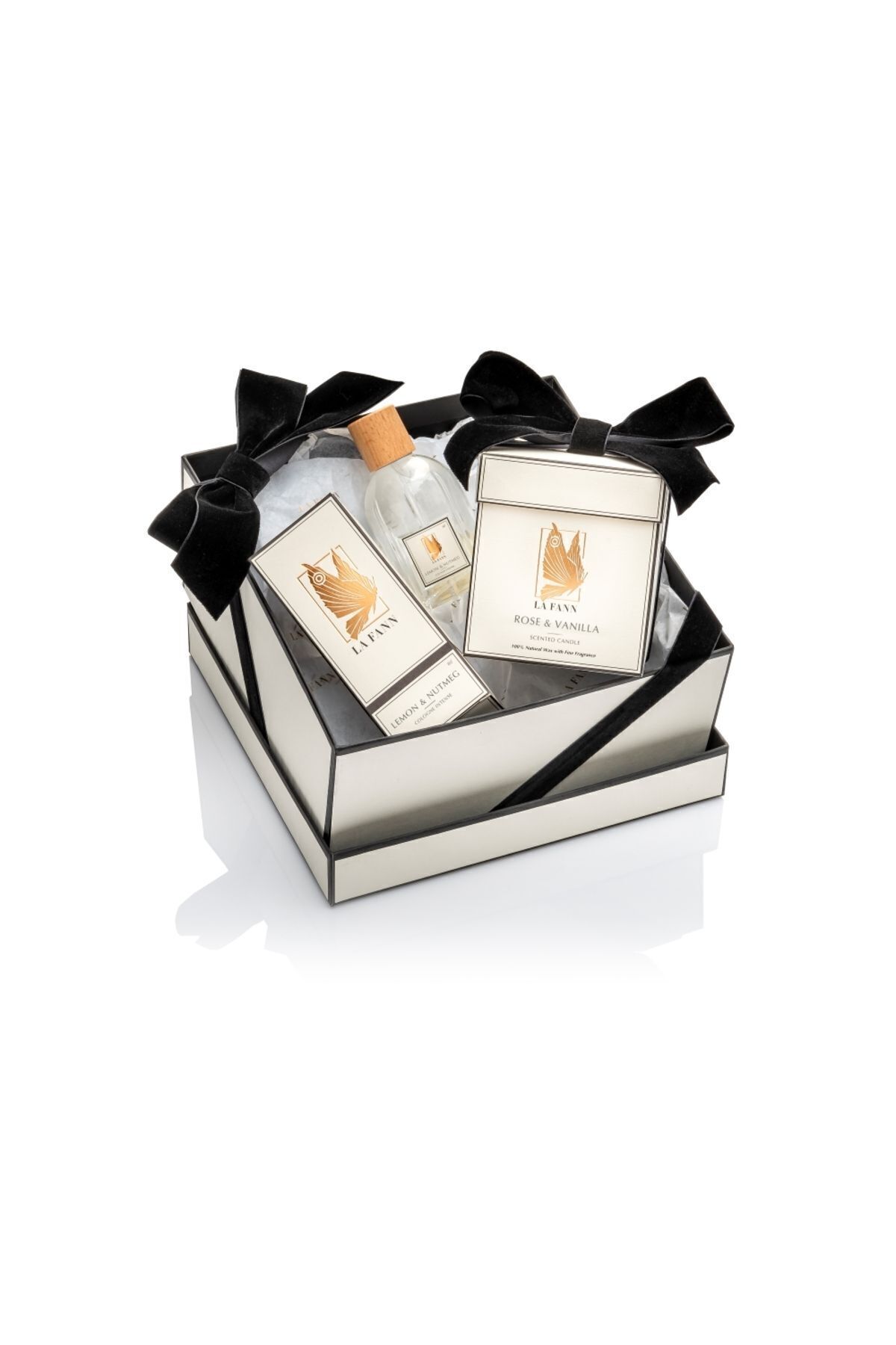 La Fann Lemon & Nutmeg Kolonya ve Rose & Vanilla Mum Seti