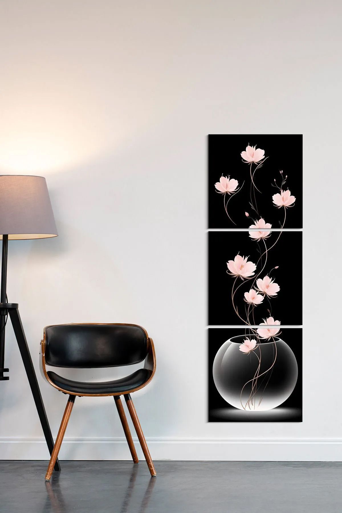 Pink Lotus Flowers with Long Handle 3 Pieces Mdf Table