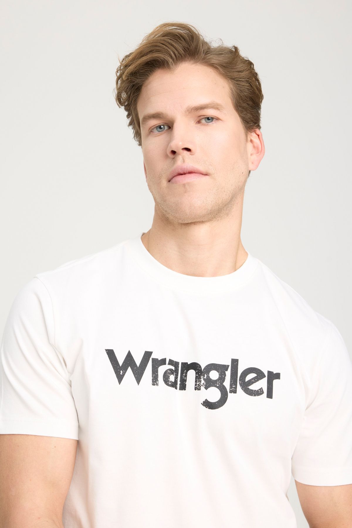 تی شرت سفید مردانه یقه دوچرخه برش معمولی به طور منظم 100 ٪ پوست چهل کشتی Wrangler