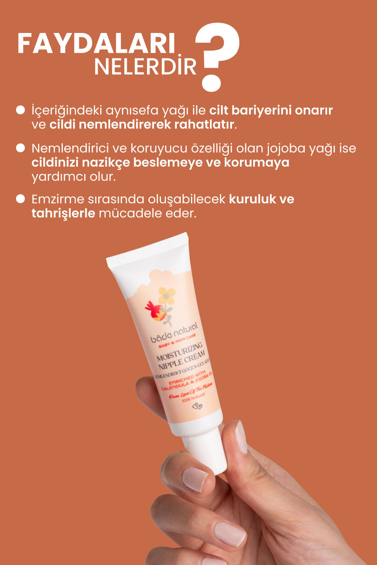 Bade Natural Nemlendirici Göğüs Ucu %100 Doğal Çatlak ve Bakım Kremi 30 ml fotoğrafı 2 (önizleme)