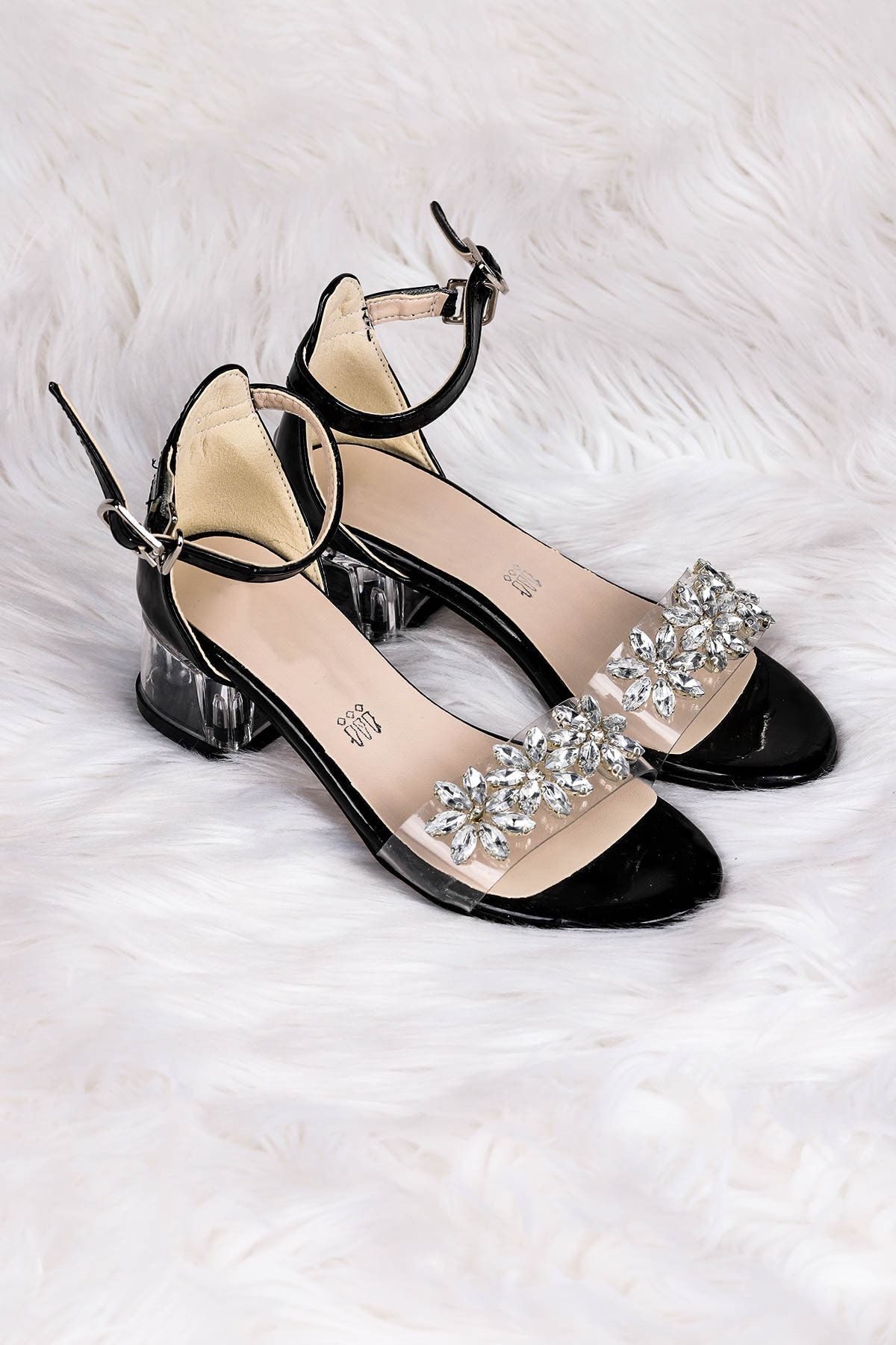Kiko Kids-3 cm transparente Sandalen mit Steinabsatz für Mädchen - Abendschuhe 3