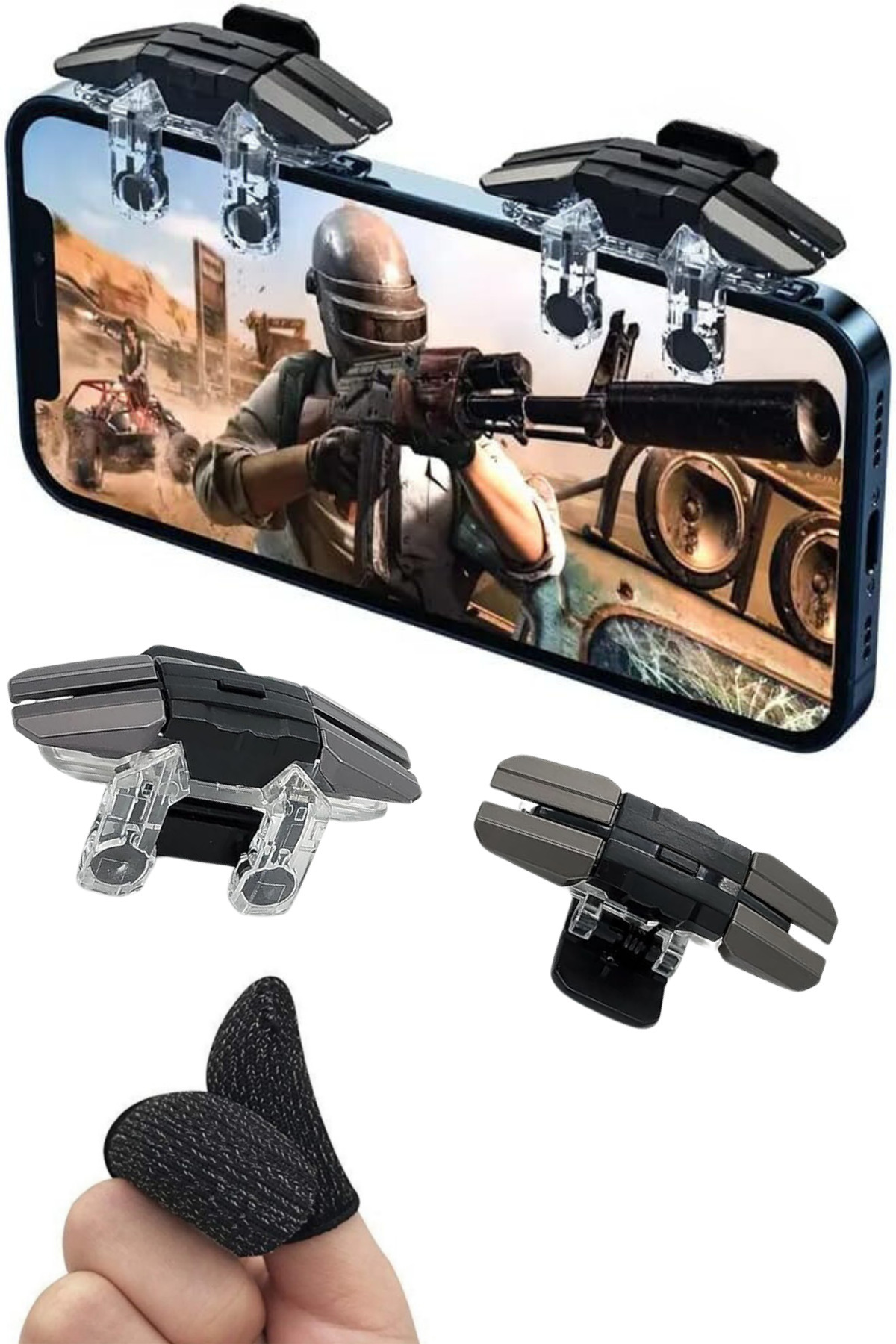 Pubg Metal Trigger 6 Finger Usable Finger Gloves Metal Button with Gift Compatible with All Phones