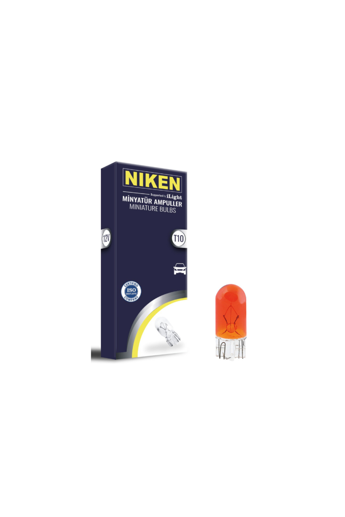 Niken T10 WY5W Dipsiz Tavan/Park/Plaka Turuncu Ampul 10 Adet