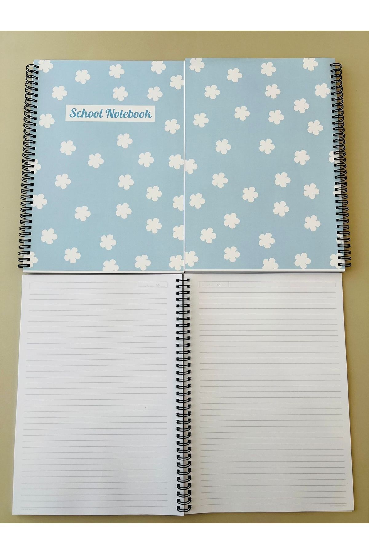 ADA OFİS KIRTASİYE-A4 Spiral School Notebook - 80 Sheets, 2 Squares and 2 Lines, Set of 4 5