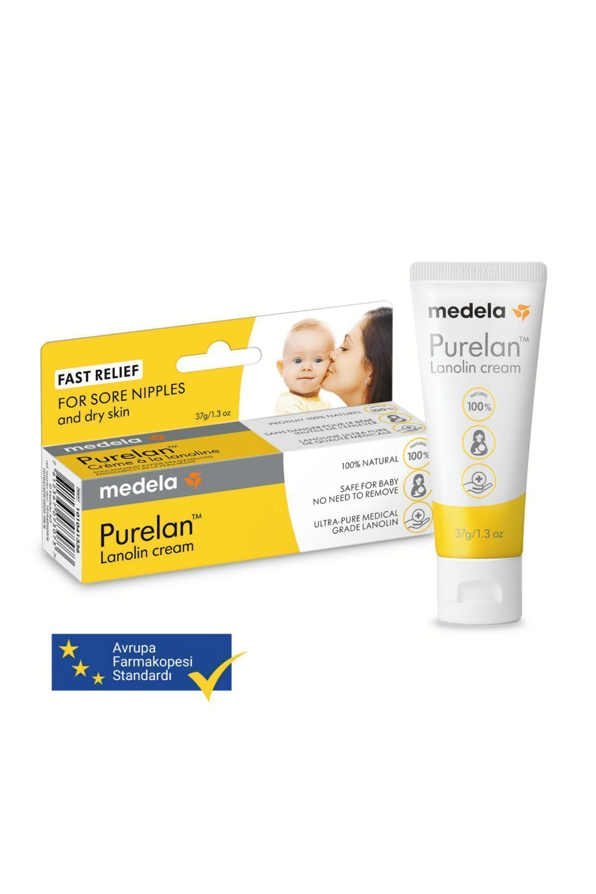 Purelan 37 gram Lanolin Göğüs Ucu Kremi - Ağrıyan Göğüs Ucu Ve Kuru Ciltler Için Hızlı Rahatlık