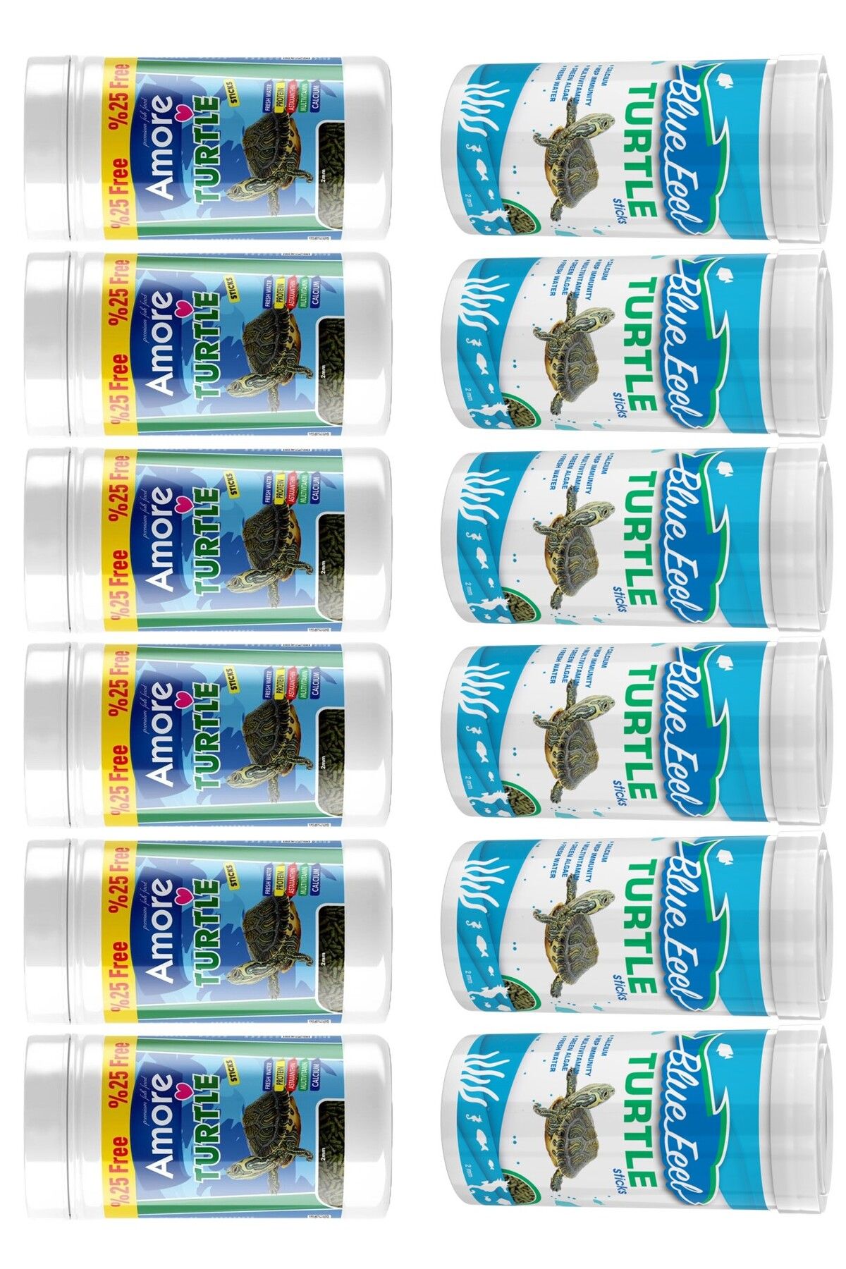 AMORE Turtle Food Sticks 6x125ml, Bluefeel 6x100ml Su Kaplumbağası Yüzen Yemi