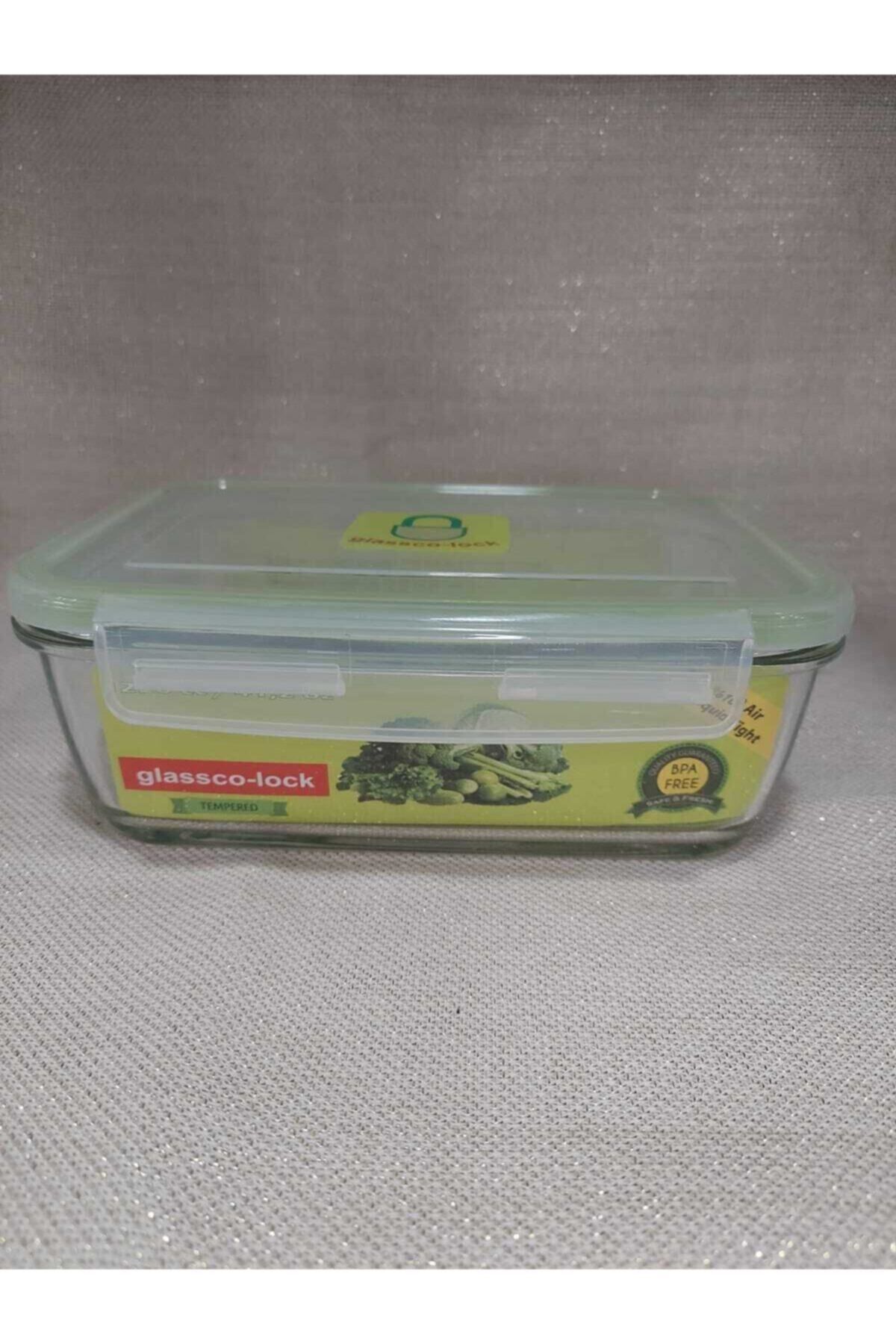 Glassco-Lock Glass Green Storage Container 1220cc 21x15x7cm Tempered Bpa Free Locking Easy Use 1 Piece 1