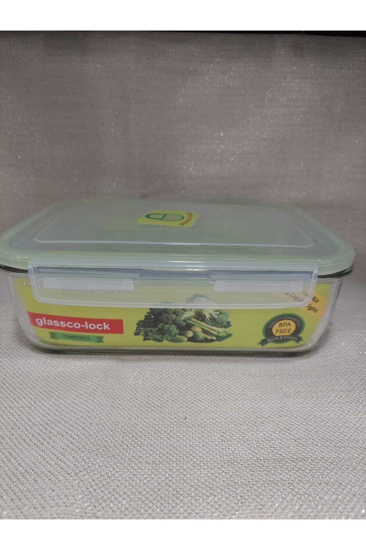 Glassco Lock Glass Green Storage Container 1970cc 24x17 Height 8cm -lock Tempered Bpa Free 1 Piece