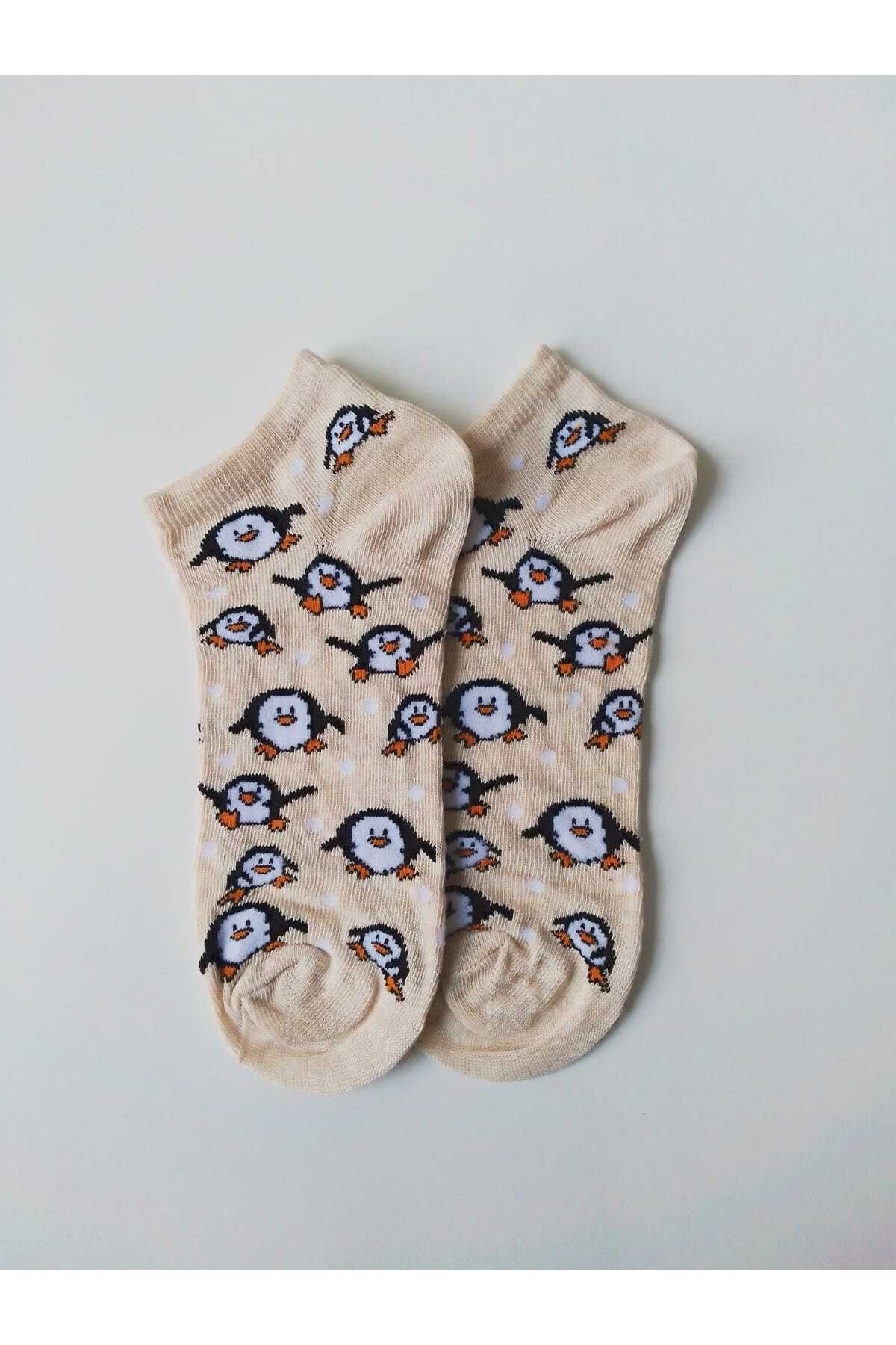 2 Pairs of Penguin Patterned Short Cotton Socks